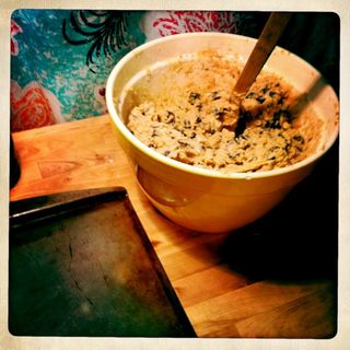 making chocolate chip cookies