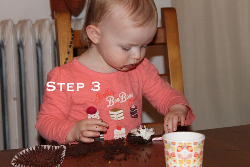 Step 3- separate cake and frosting Step 3- separate cake and frosting