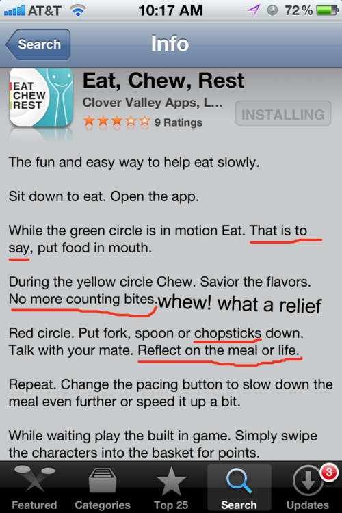 Eat. Chew. Rest. app of awesomeness