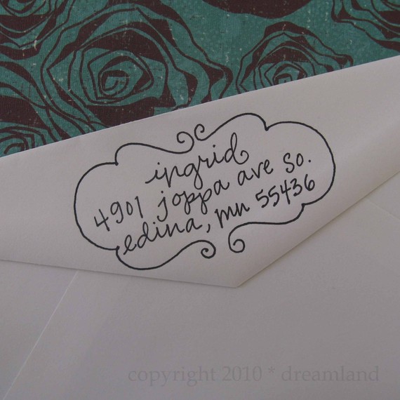 handwritten address stamp